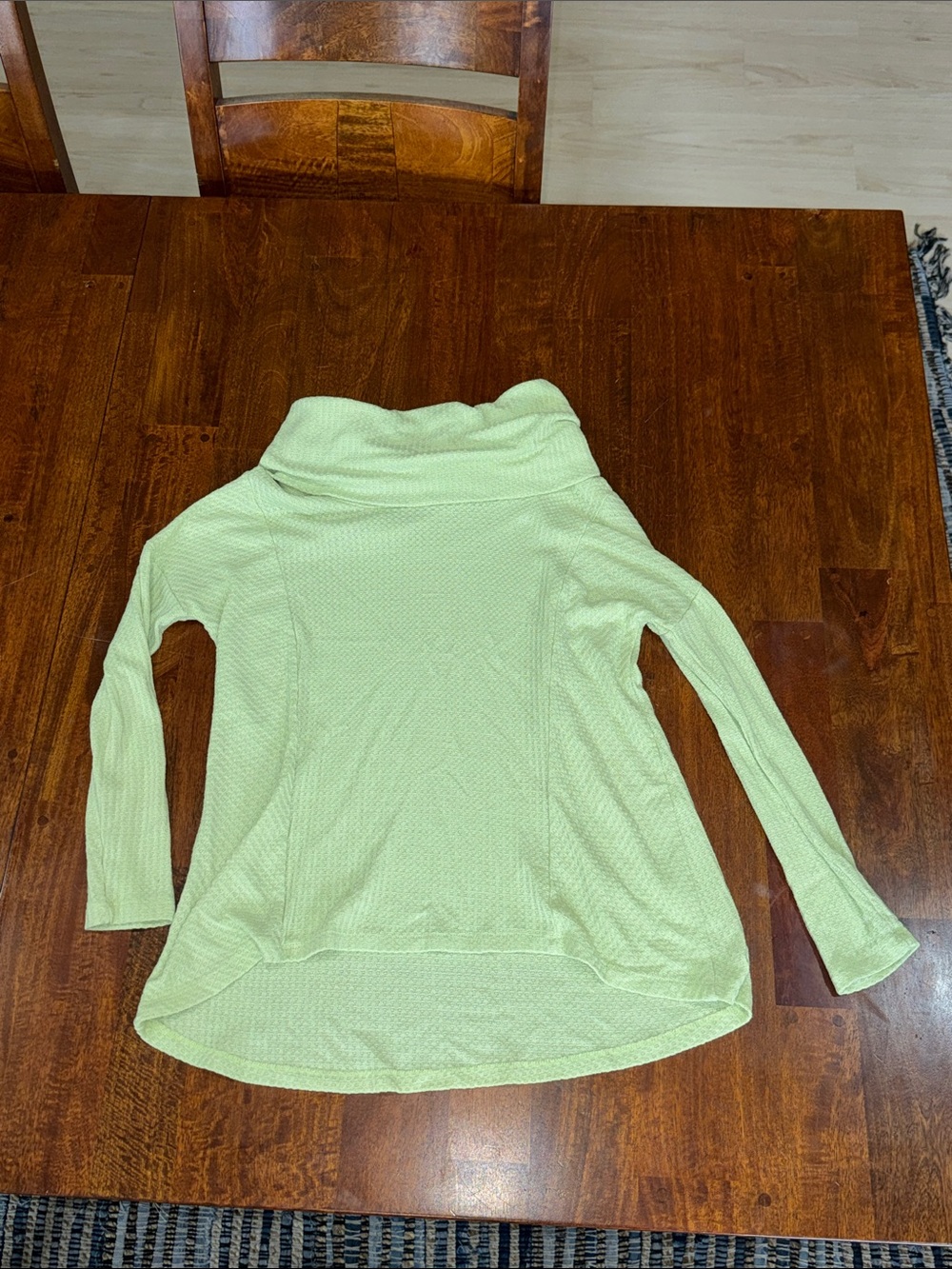 Cathrine MaLandrino Light Yellowish- Green Cozy Cowl Neck low/ high Pullover